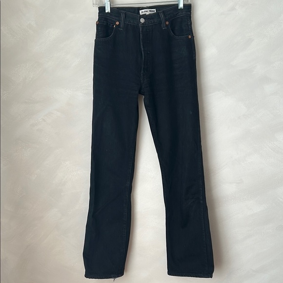 Redone Levi’s black jeans size 25 high rise long inseam straight leg 90s - Picture 1 of 13